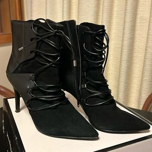 Nine West black suede and leather booties
